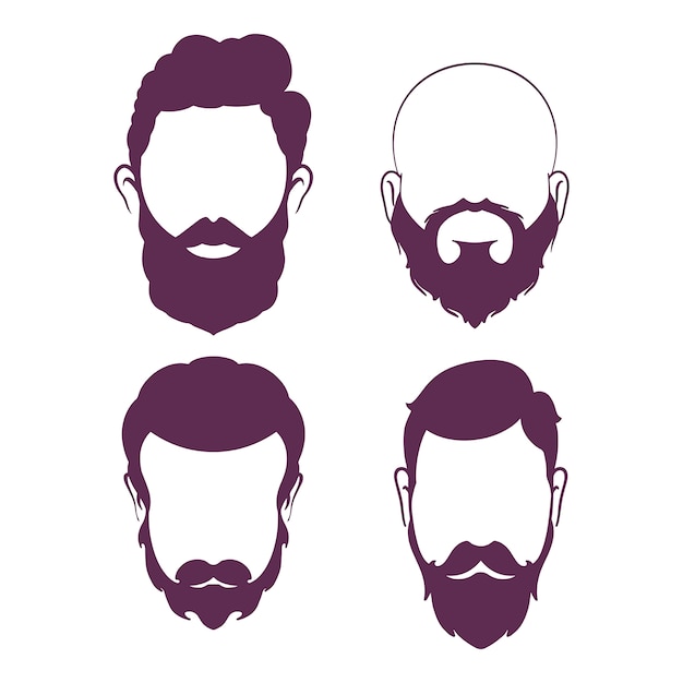 Homme Barbu. Silhouette D'une Barbe Pour Salon De Coiffure. Illustration Vectorielle