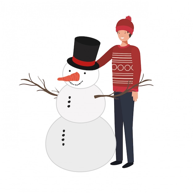 Homme Avec Bonhomme De Neige Personnage Avatar