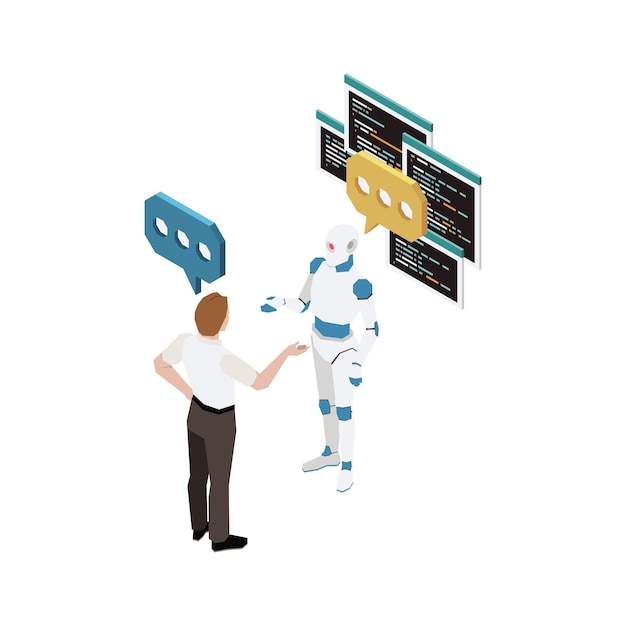 Homme communiquant au robot isométrique