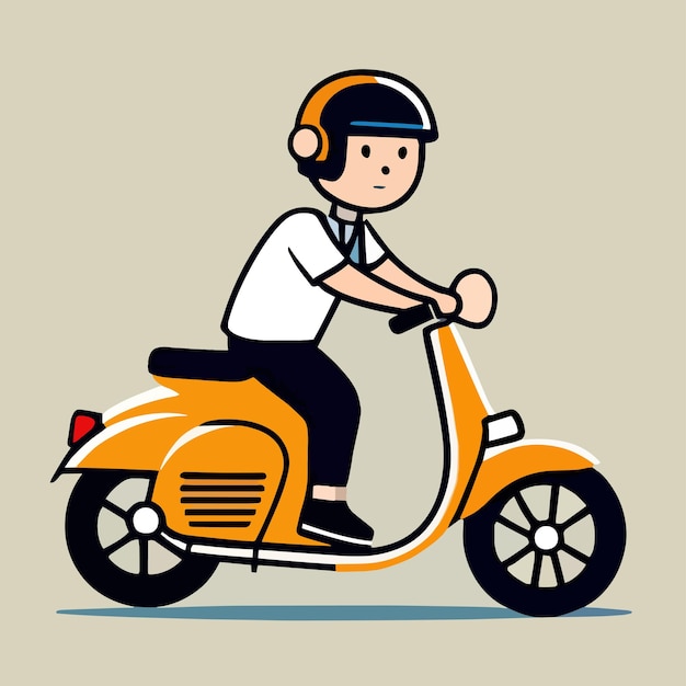 Un Homme Conduit Une Conception De Dessin Animé Plat Moto Premium Et Art Vectoriel Simple