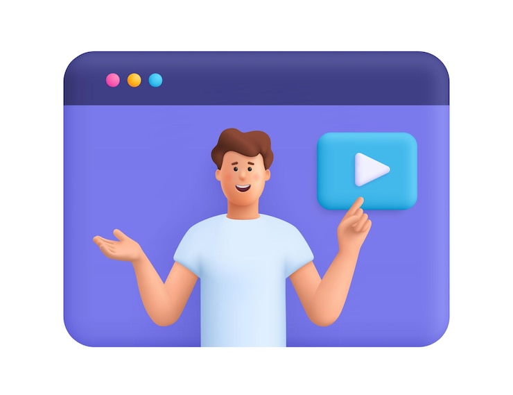 Vecteur homme sur la conférence en ligne webinar éducatif et conférence 3d vecteur personnes personnage