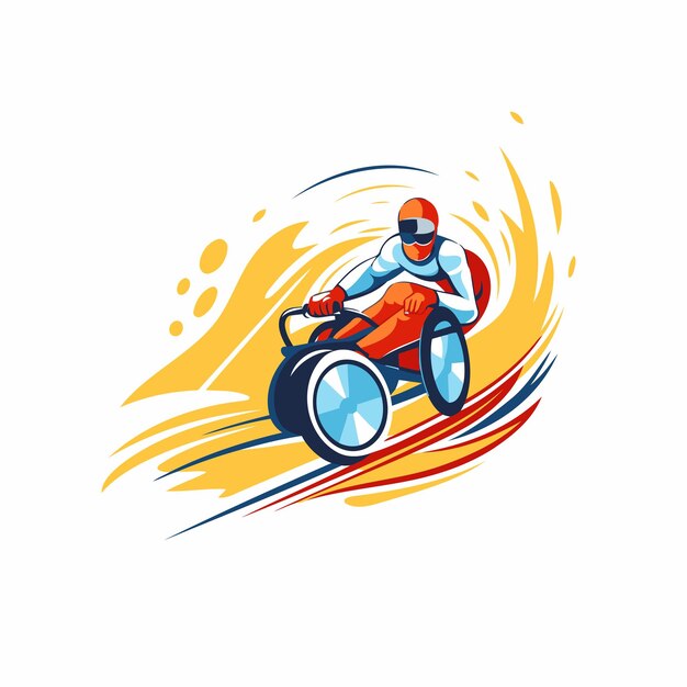 Vecteur homme de course sur un quad illustration vectorielle sur fond blanc