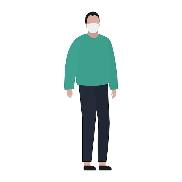 Homme dans un masque de protection contre les virus Mode illustration tendance design plat Pandémie
