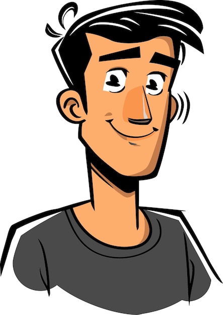 un homme de dessin animé avec une chemise noire qui dit le nom d'un homme