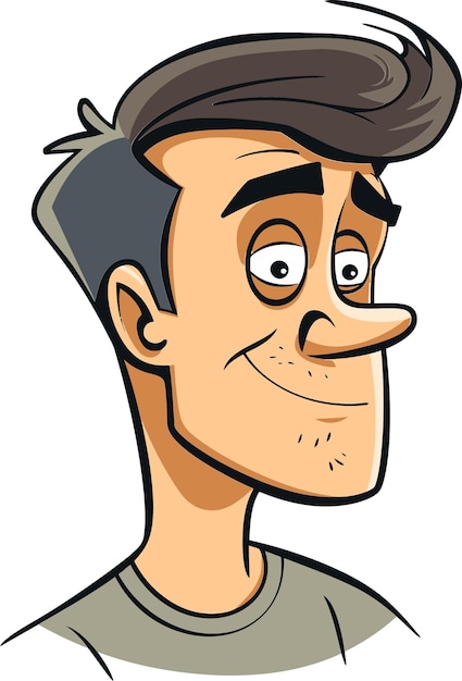un homme de dessin animé avec un visage drôle et un visage avec un sourire sur son visage