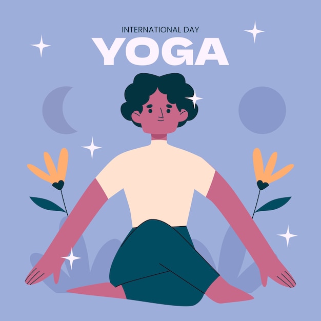 Vecteur homme dessiné à la main faisant du yoga illustration