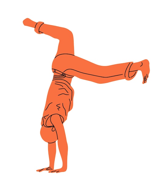 Homme Dessiné à La Main Faisant La Silhouette Vectorielle De Capoeira Illustration De Doodle Simple Pour L'équipement Et Les événements Des équipes Sportives