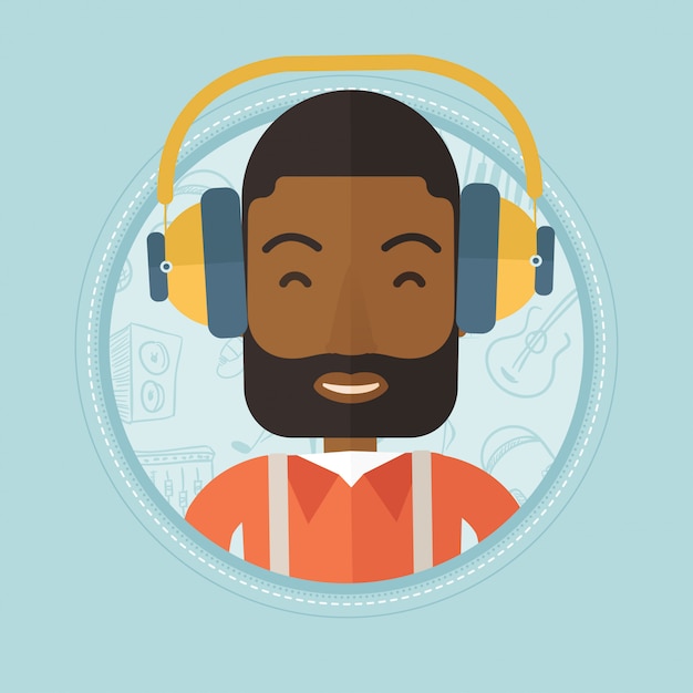 Homme écoutant de la musique au casque