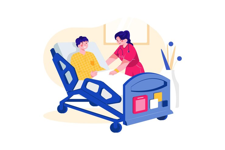 Vecteur l'homme est hospitalisé