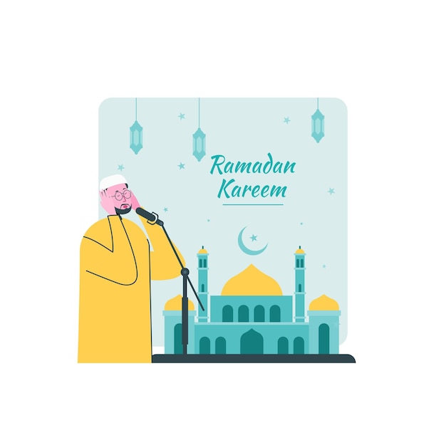 Homme Faisant Appel Au Concept De Prière Ramadan Kareem