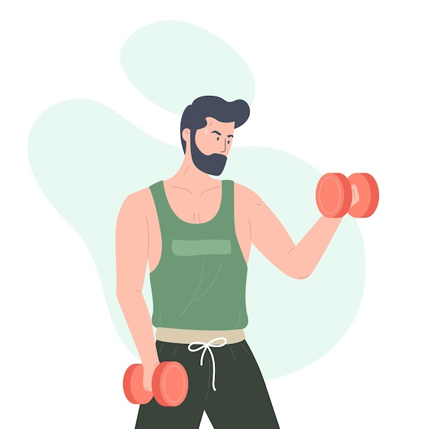 Homme Faisant Des Exercices Avec Des Haltères Illustration