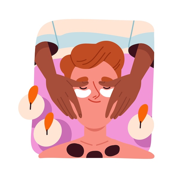 L'homme fait face au stress l'homme avec des procédures de spa relaxation et bien-être relaxation conscience et