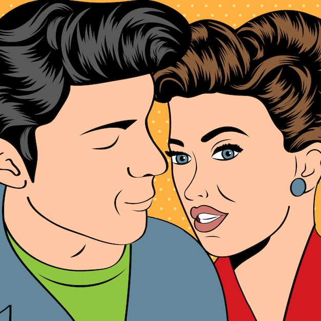 Homme Et Femme Amour Couple Dans Le Style Bande Dessinée Pop Art