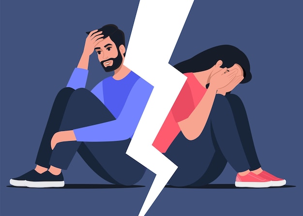Homme et femme assis dos à dos Concept d'incompréhension du divorce