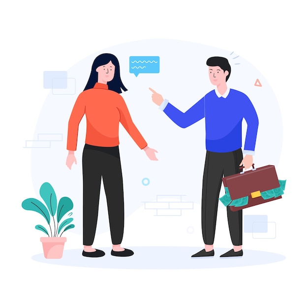 Homme et femme avec bulle de discussion illustration de la communication