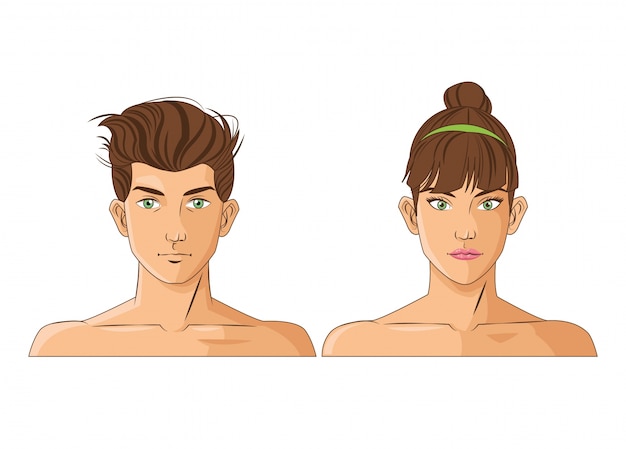 Homme Femme Caricature Masculine Et Icône De La Tête