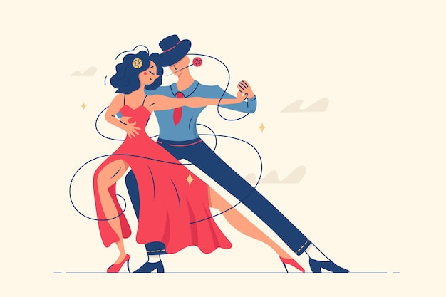 Homme et femme dansant le tango romantique