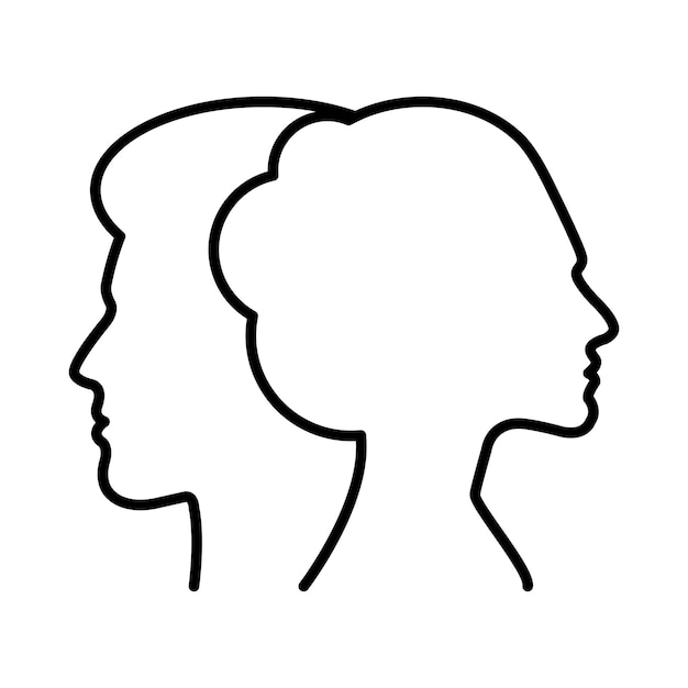 L'homme et la femme décrivent l'icône de vecteur de silhouette de profil de visage dans une illustration de pictogramme de glyphe