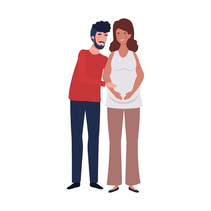 Vecteur homme et femme enceinte isolé