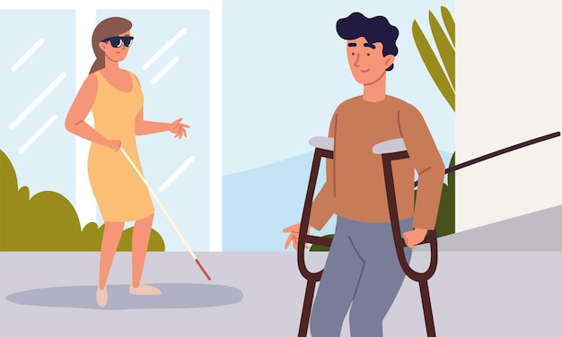 Homme femme handicapée