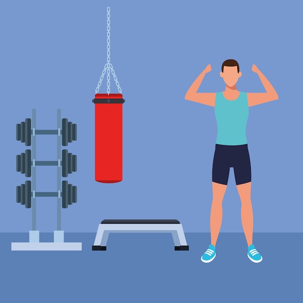 Homme fitness faisant de l&#39;exercice
