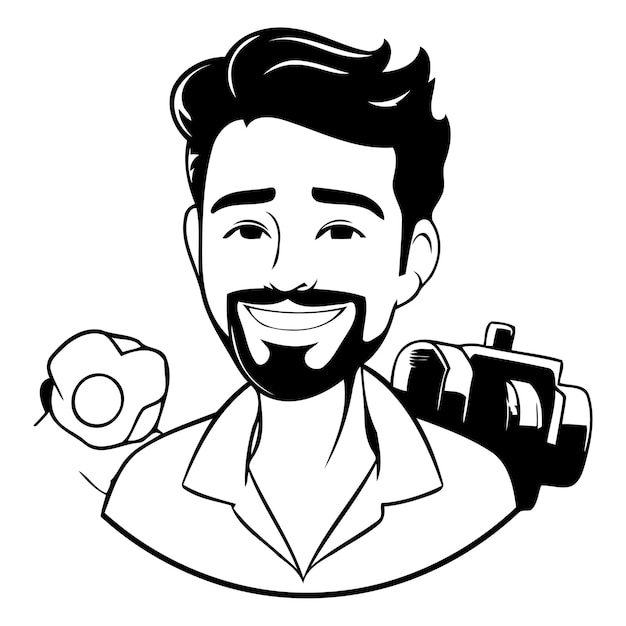 Homme Hipster Avec Barbe Et Moustache Illustration Vectorielle Dans Le Style De Dessin Animé