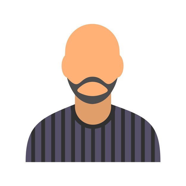 Vecteur homme avec icône d'avatar barbe isolé sur fond blanc