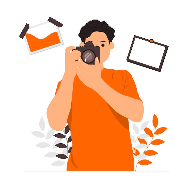 Vecteur homme avec illustration de caméra
