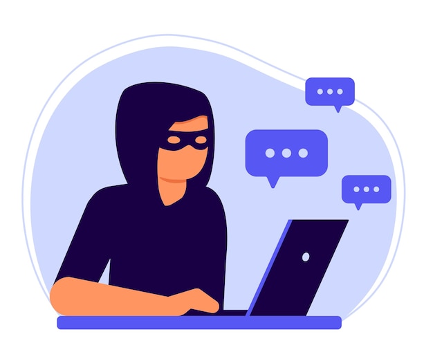 Homme informatique en ligne hacker fraude sur les réseaux sociaux escroquerie tricherie sur Internet escroc de crime secret