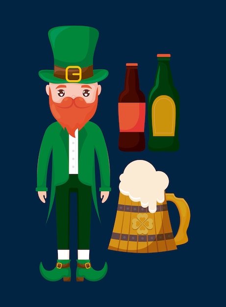 Homme Irlandais Avec Bières Personnage Avatar