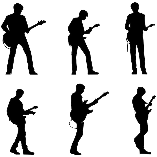 Un Homme Jouant De La Guitare Illustration Vectorielle Silhouette