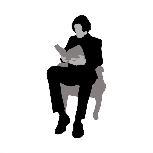 Homme lisant des livres silhouette silhouettes de personnes avec un livre