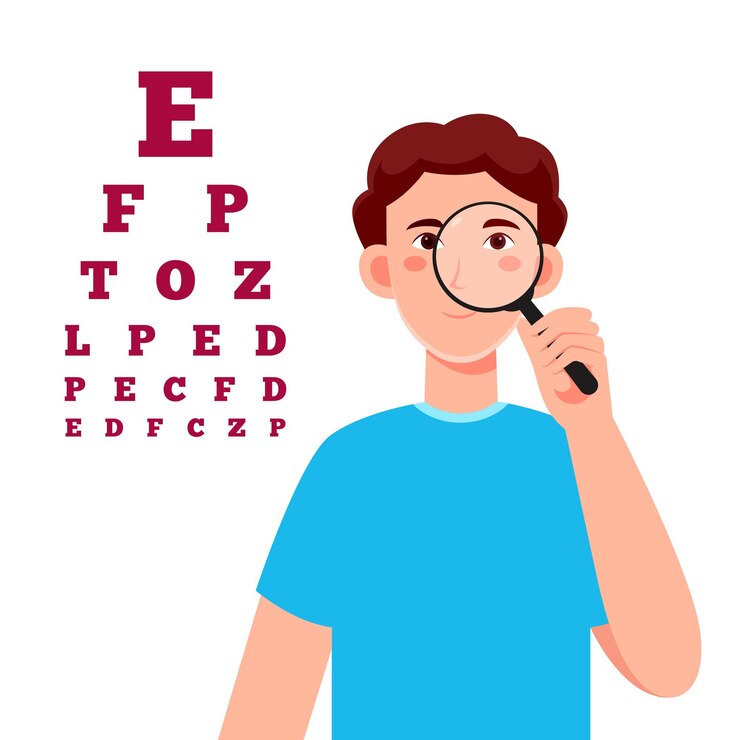 Vecteur un homme avec une loupe regardant une loupe
