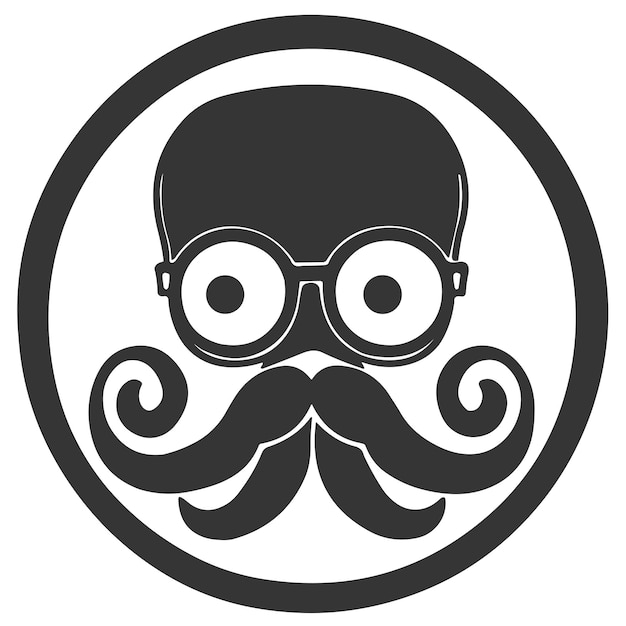 Vecteur un homme avec des lunettes et une moustache en cercle