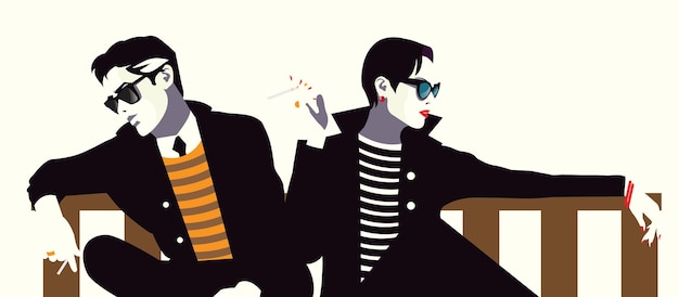 L'homme à la mode et la femme dans le style pop art.