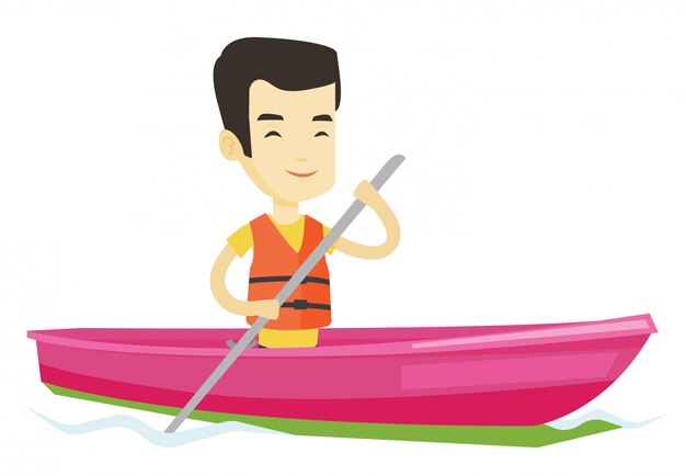 Homme Monté En Illustration De Kayak.