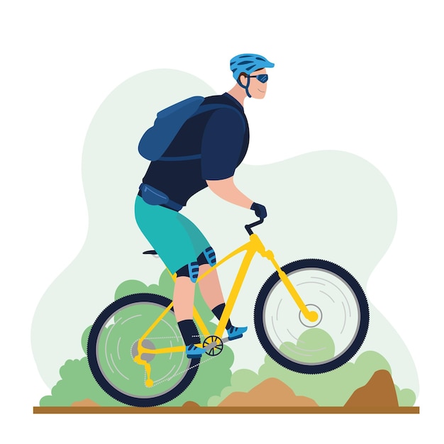 Homme Monté Sur Un Vélo De Montagne Illustration Vectorielle