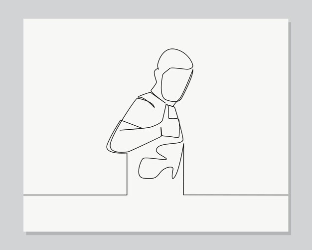 Homme montrant le pouce vers le haut dans l'illustration d'une ligne continue à rayures