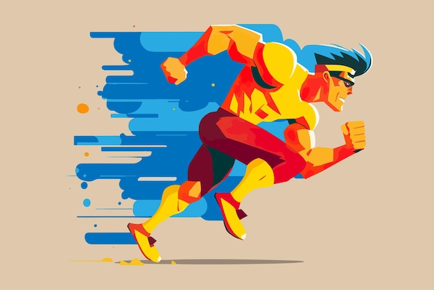 Homme musclé fort courir vite