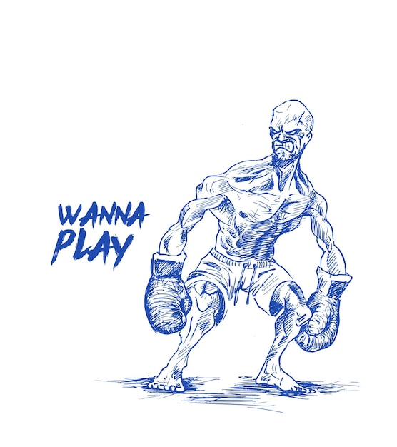 Homme musclé montre sa force Illustration vectorielle de l'emblème de la boxe du club de boxe