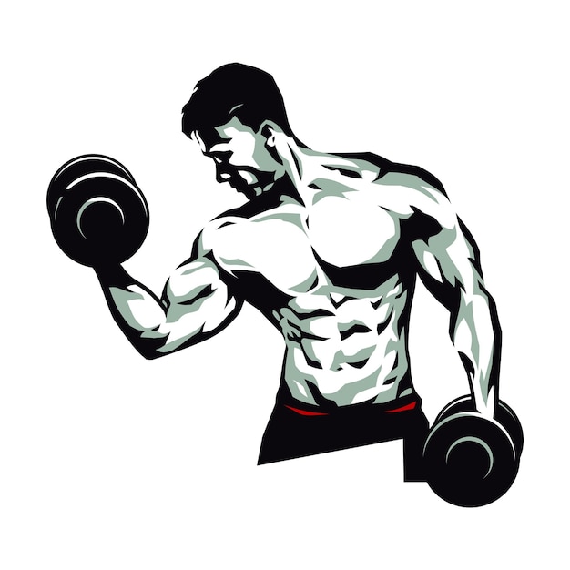 Un homme musclé soulevant des haltères