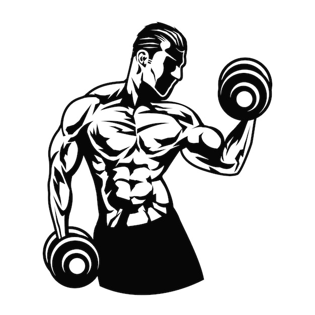 Un homme musclé soulevant des haltères