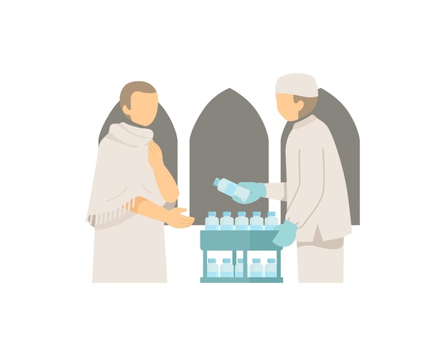 L'homme musulman boit l'illustration de l'eau de Zam Zam