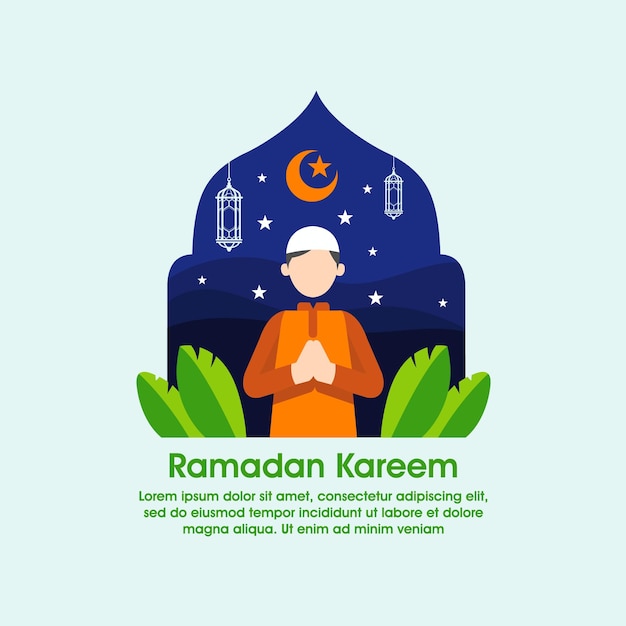 Homme Musulman Carte Voeux Ramadan Illustration Vecteur