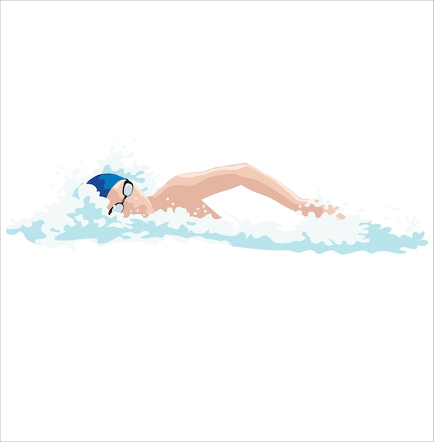 Vecteur homme nageant dans l'eau bleue illustration vectorielle