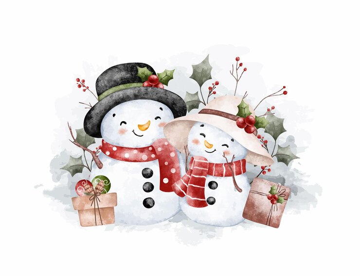 Vecteur l'homme de neige et la décoration de noël