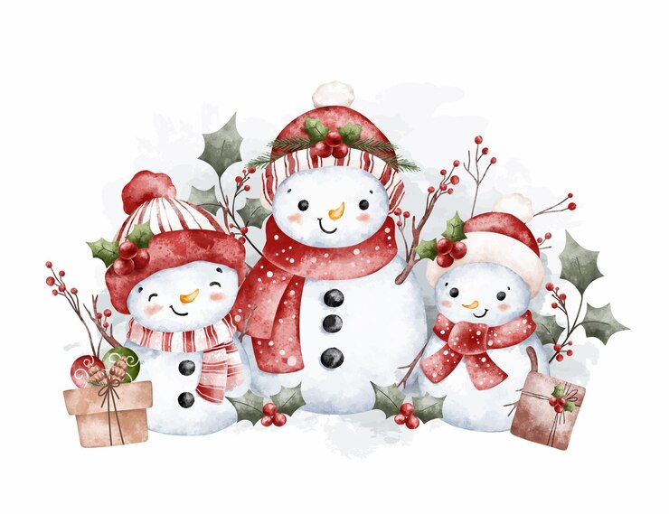 Vecteur l'homme de neige et la décoration de noël