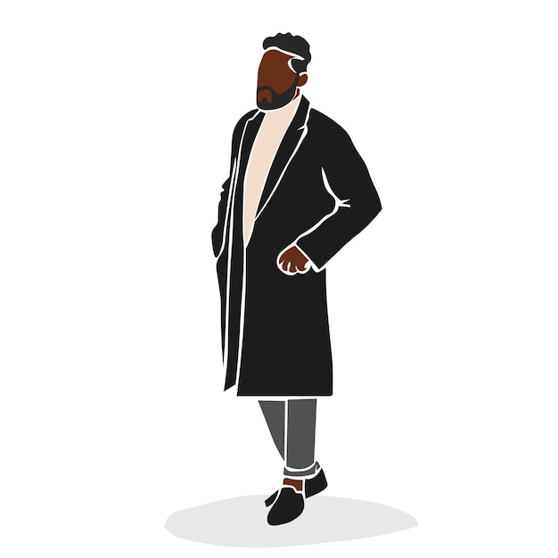 Homme Noir à La Mode Moderne Dans L'abstrait De Vecteur De Style Art Ligne élégante