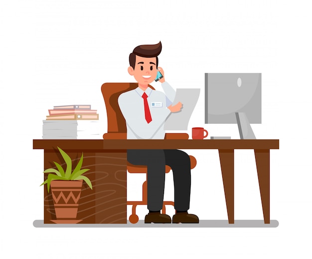 Homme occupé au lieu de travail Illustration vectorielle plane