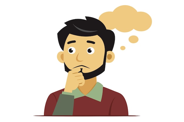 Un homme pensant clipart illustration vectorielle de style dessin animé sur fond blanc